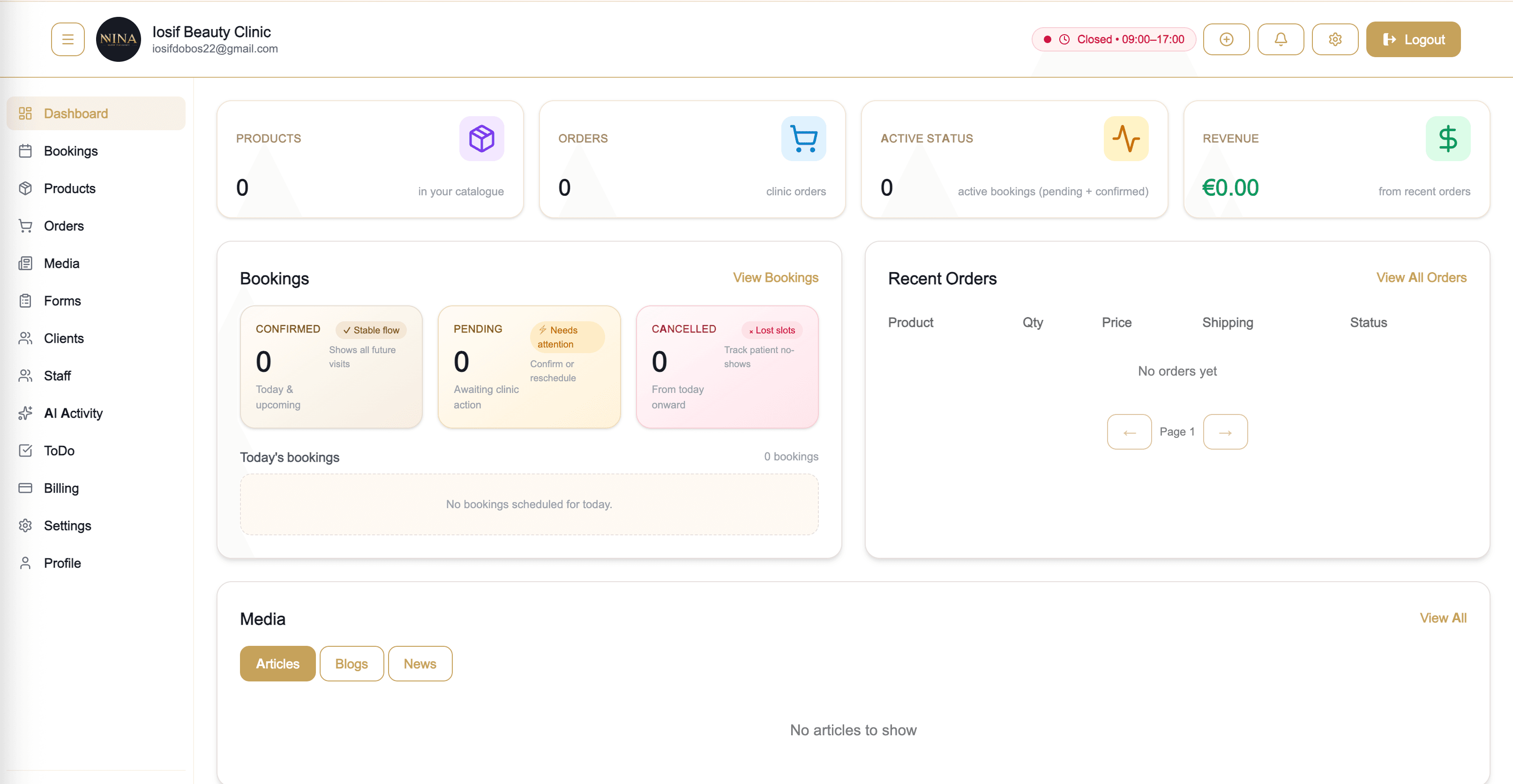 GleamConnect dashboard preview